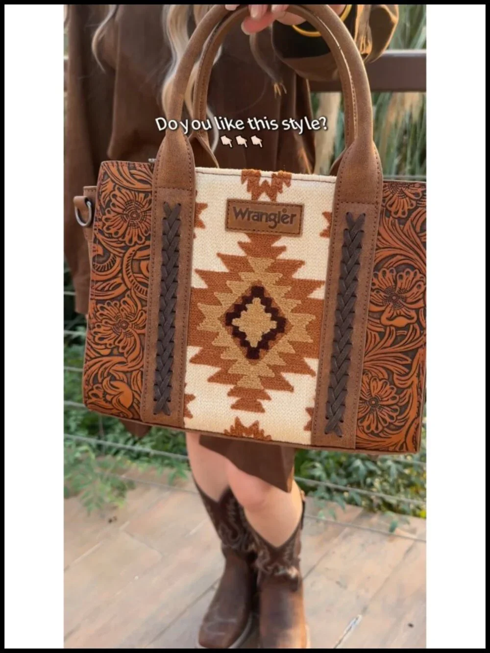 Genuine Leather Aztec Tote Bag Western Shoulder Purse with Top Handle